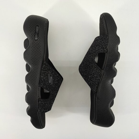 Skechers Woman's Go Walk Massage Fit Vogue Black Sandals Size 9 - Picture 6 of 8